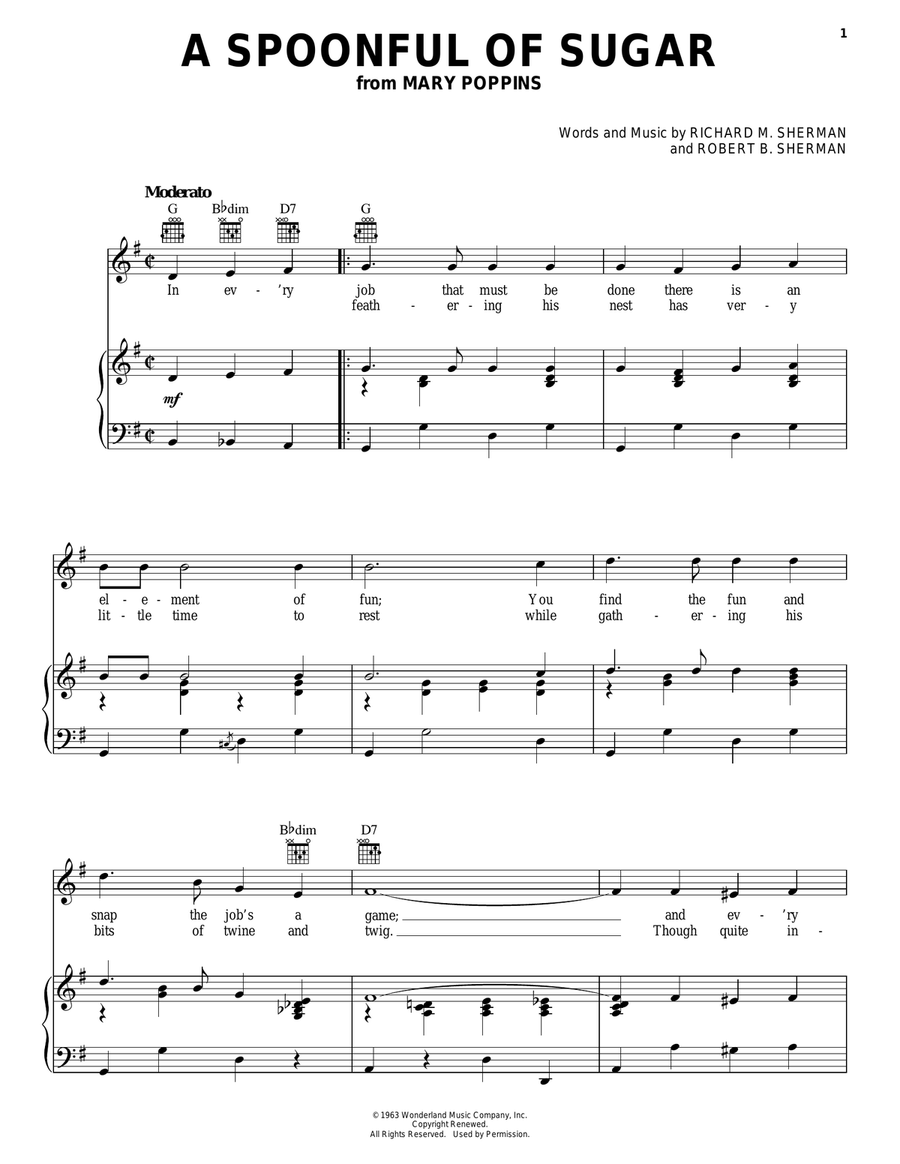 A Spoonful Of Sugar (from Mary Poppins) Acoustic Guitar scores gallery preview page 1