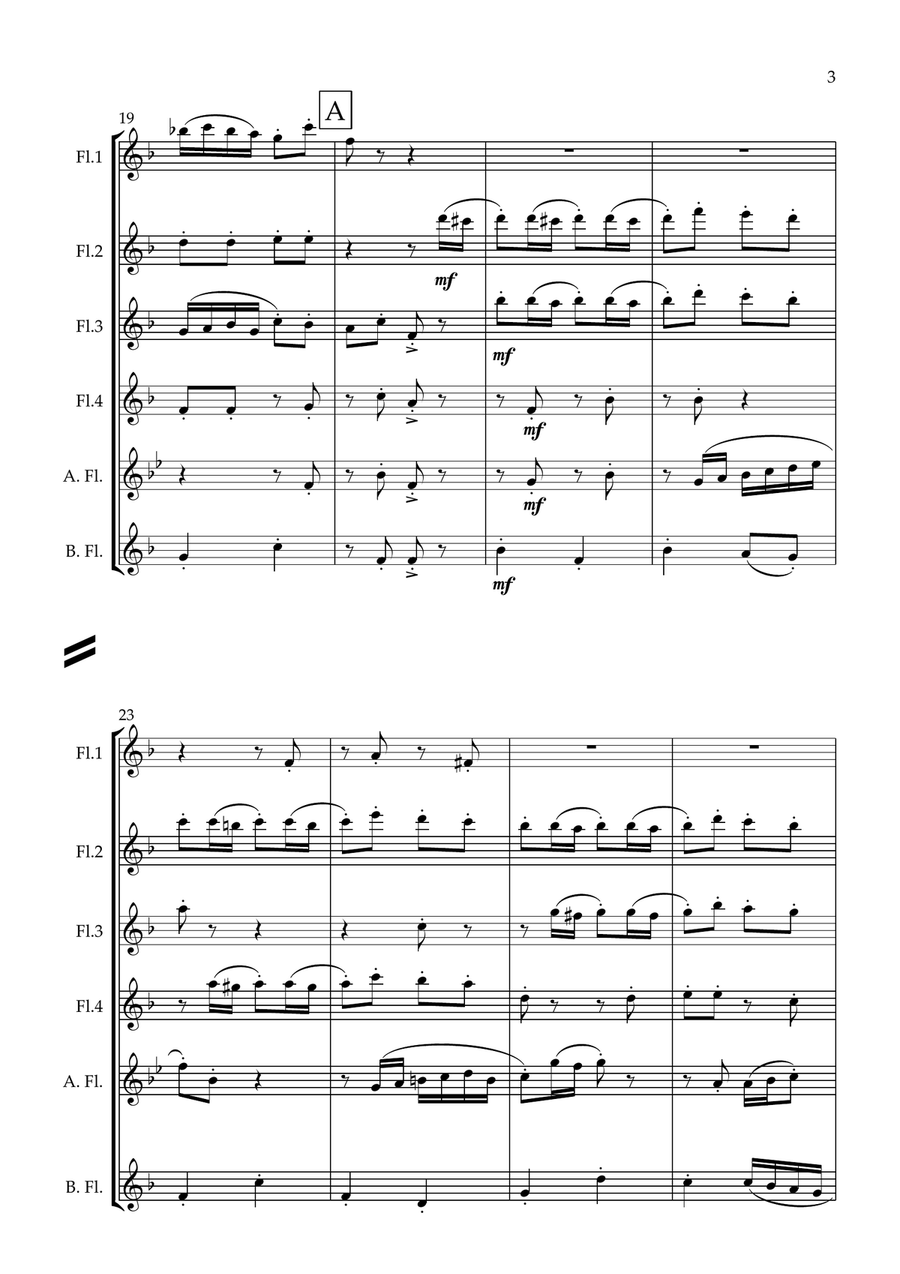 Circus Polka for Flute Choir. Flute Choir scores gallery preview page 4