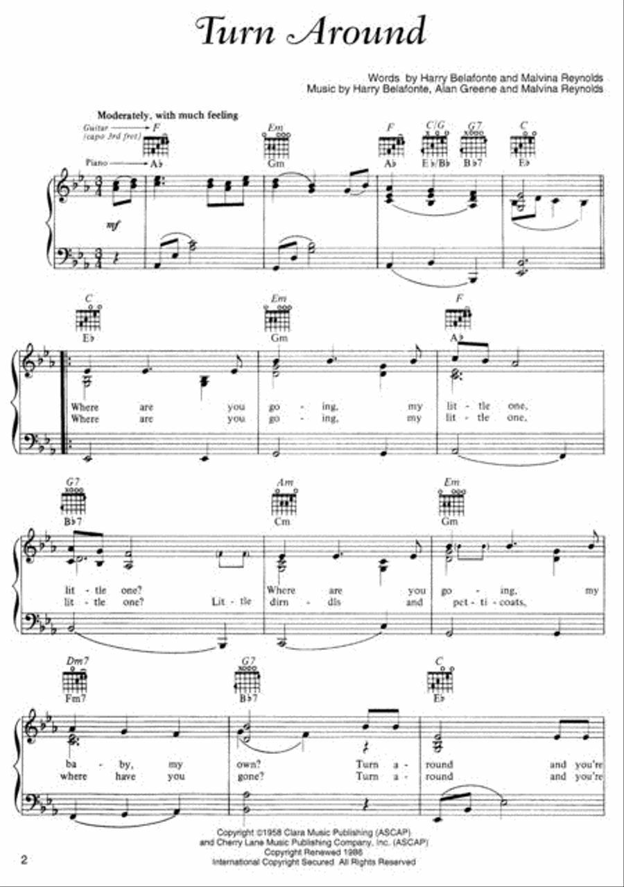 Turn Around Piano, Vocal, Guitar scores gallery preview page 2