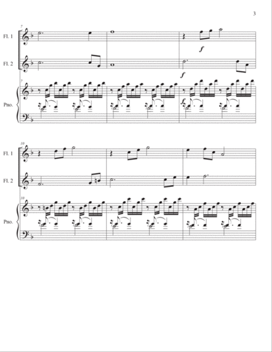 Bach Prelude for Two Flutes & Piano (BWV 846) Flute Duet scores gallery preview page 3