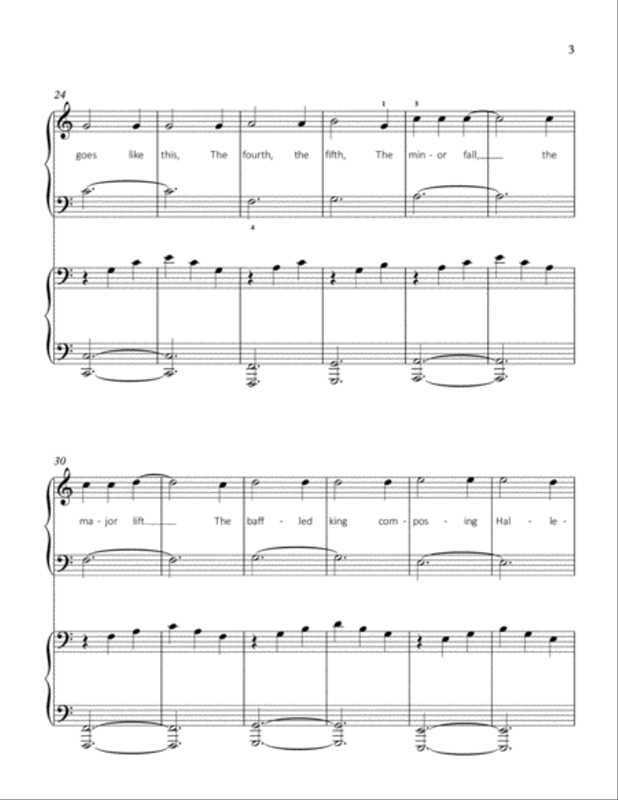 Hallelujah Easy Piano scores gallery preview page 3
