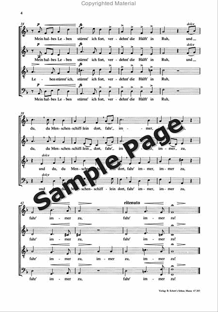 Hauptmann M Geistesgruss Op25/6 4-Part scores gallery preview page 5