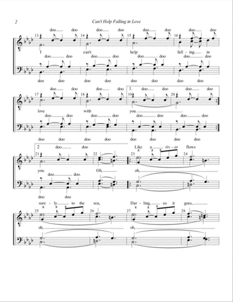 Can't Help Falling In Love TTBB scores gallery preview page 2