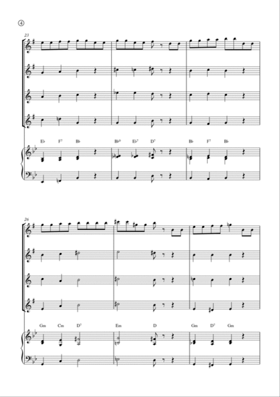 Hymne A L'amour Saxophone Quartet scores gallery preview page 4