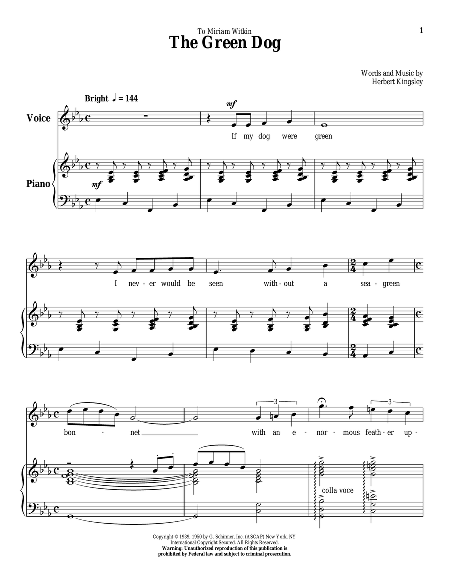 The Green Dog High Voice scores gallery preview page 1