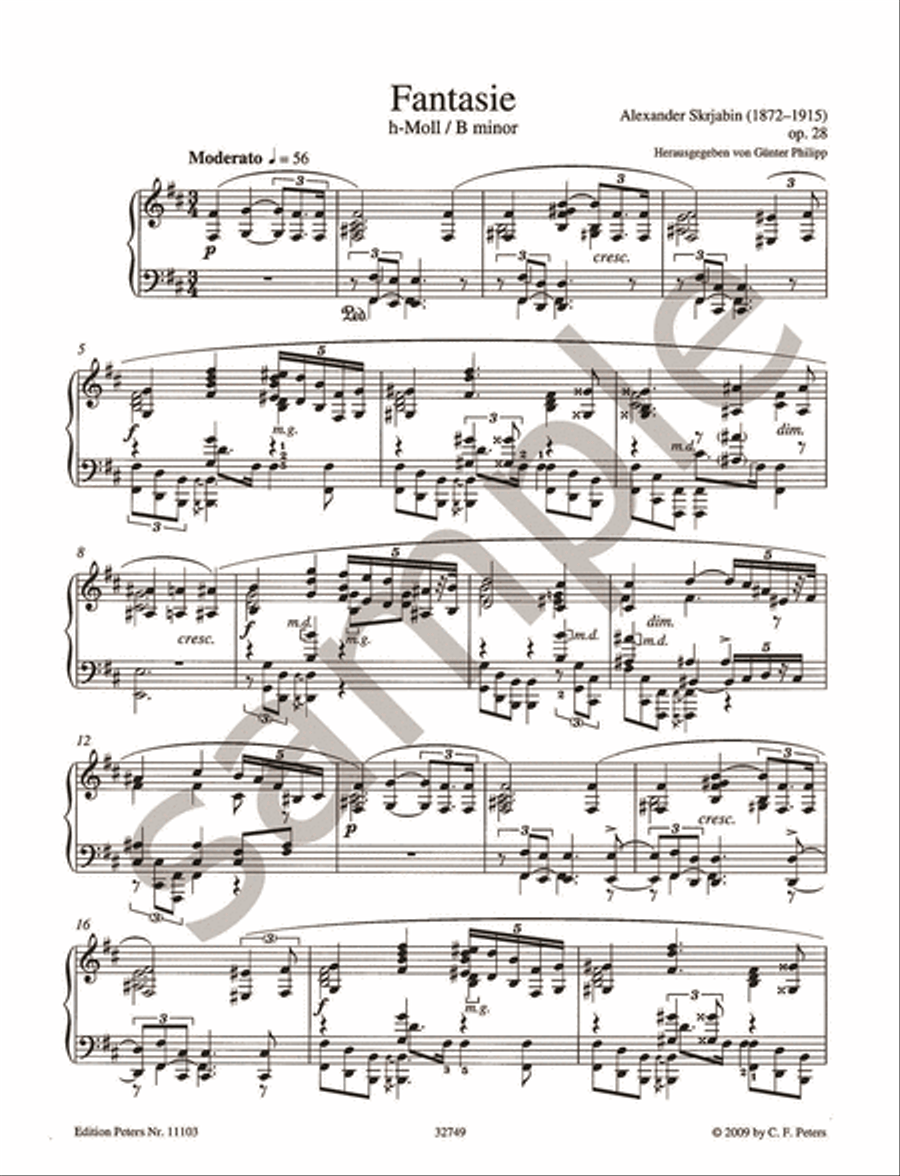 Fantasie in B minor Op. 28 for Piano Piano scores gallery preview page 3