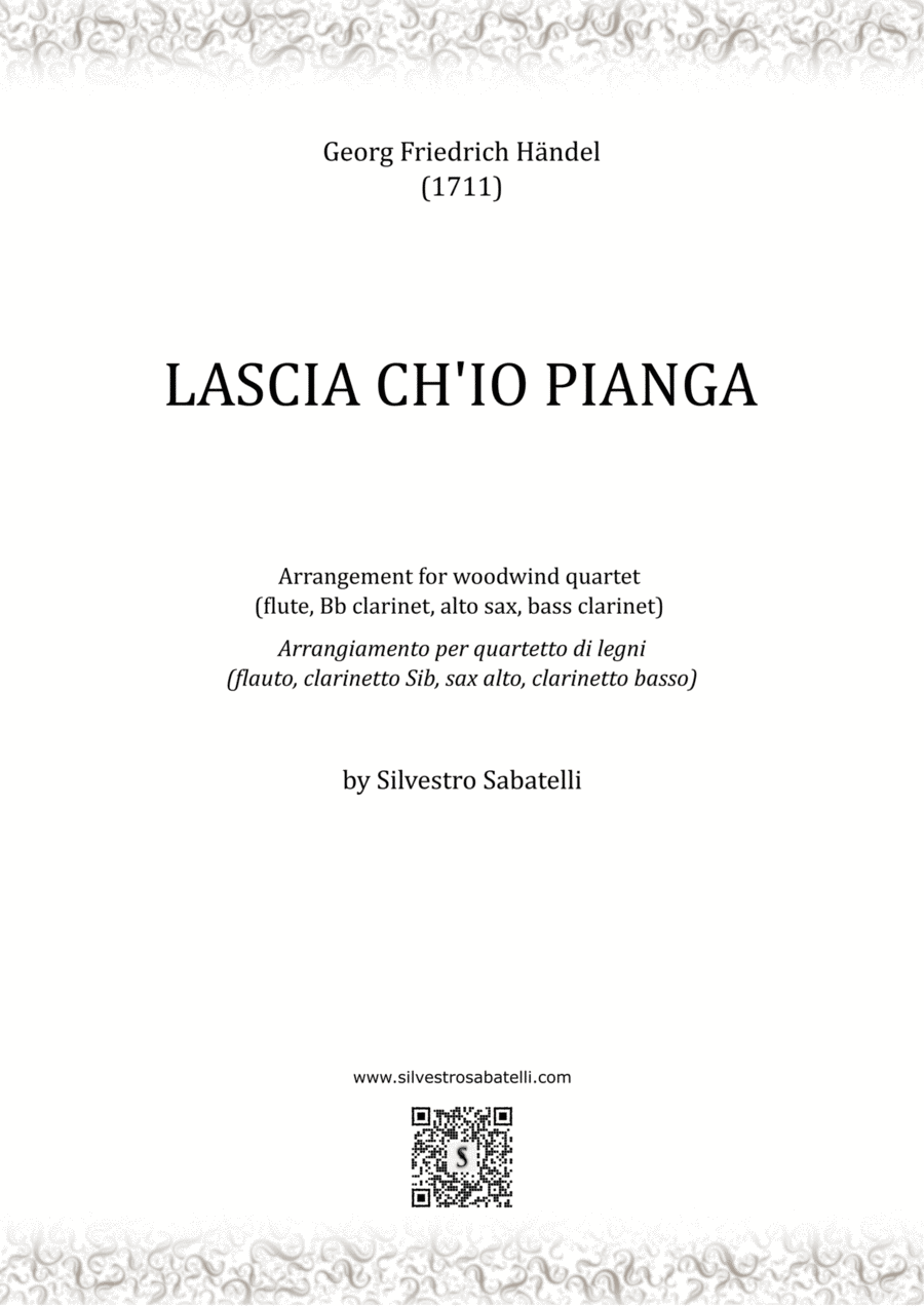 Lascia ch'io pianga Lascia ch'io pianga Woodwind Quartet scores gallery preview page 1