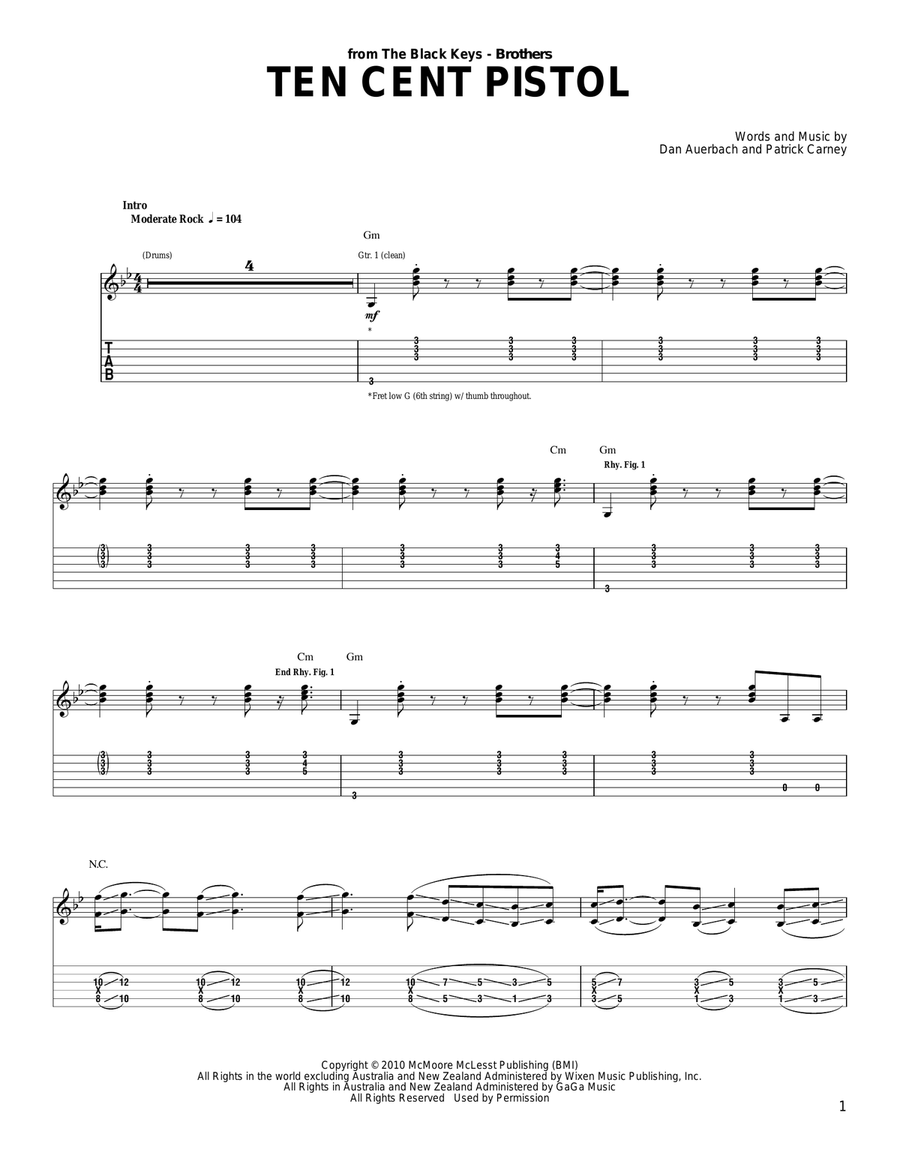 Ten Cent Pistol Acoustic Guitar scores gallery preview page 1