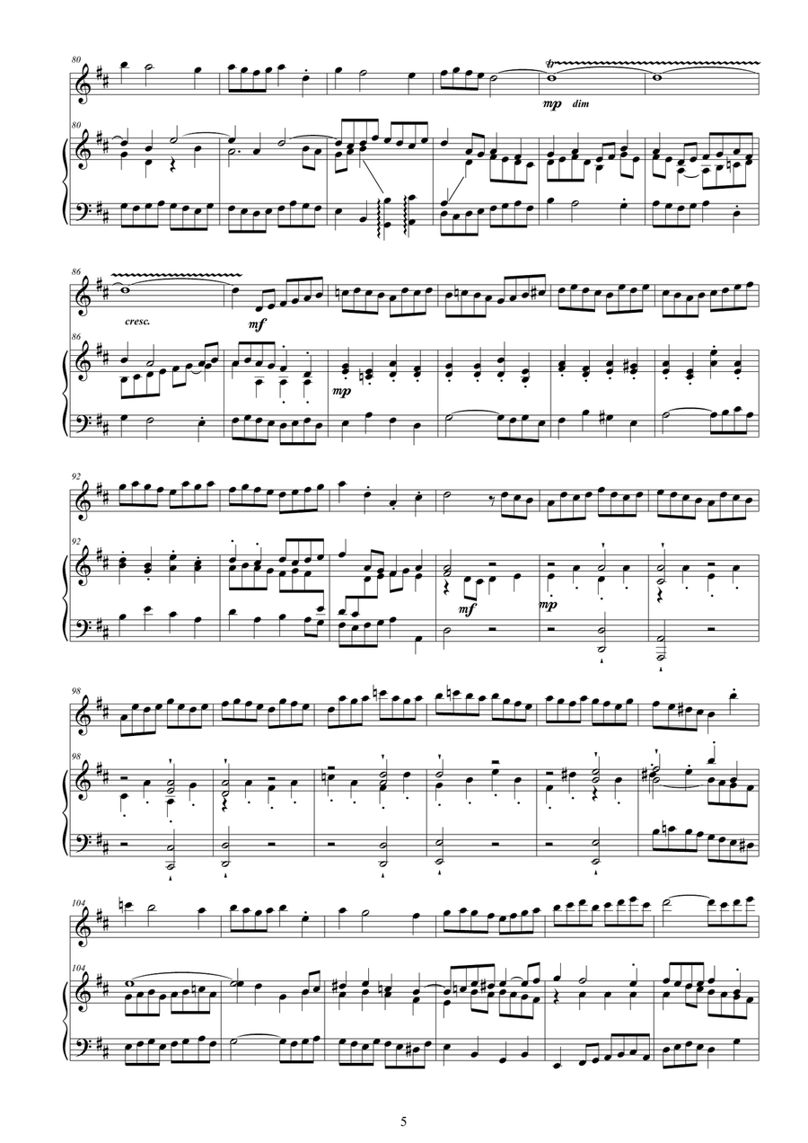 Bach - Suite no.2 in B minor BWV 1067 for Flute and Piano Flute Solo scores gallery preview page 5