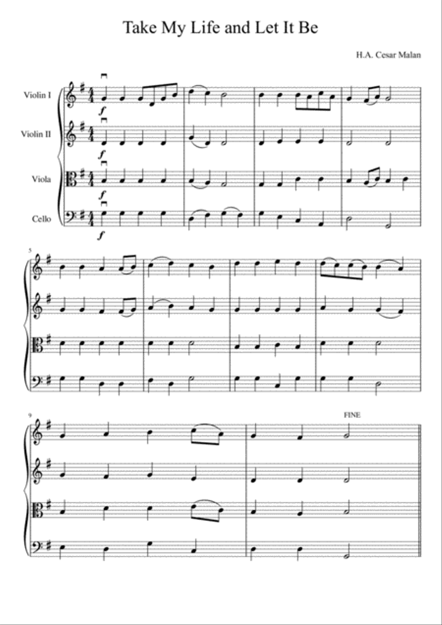 Take My Life and Let It Be String Quartet scores gallery preview page 2