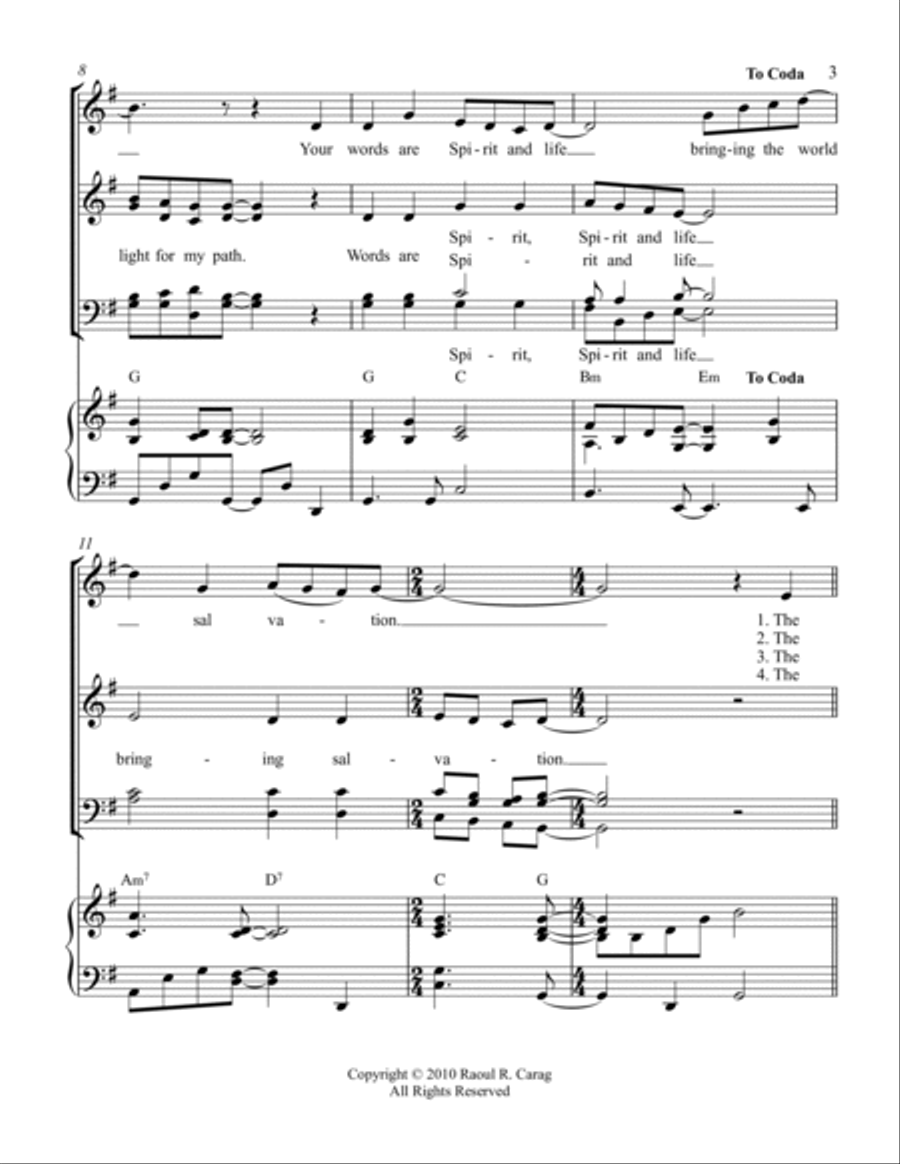 Your Words Are Spirit (Psalm 19) 4-Part scores gallery preview page 3