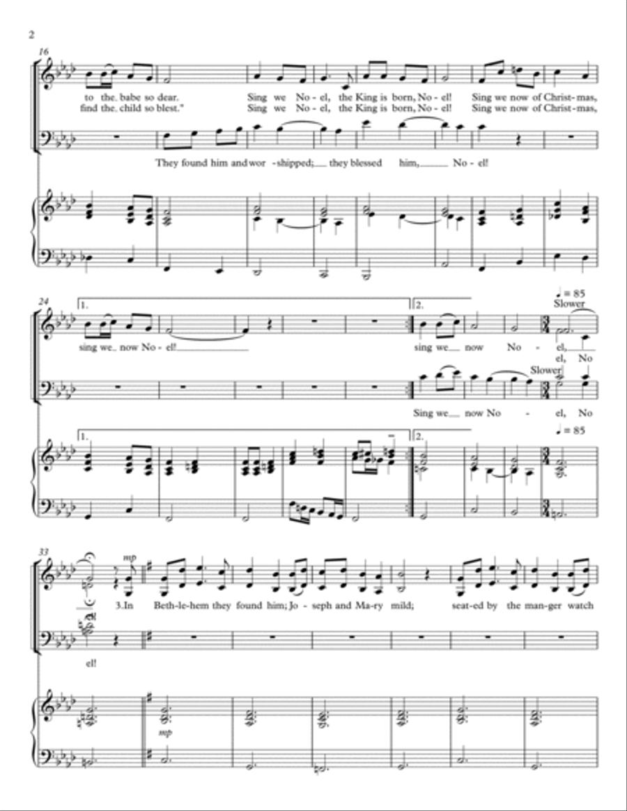 Sing We Now of Christmas - SAB Choir and Piano 3-Part scores gallery preview page 2