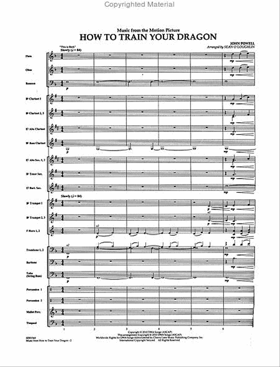 Music from How to Train Your Dragon Concert Band scores gallery preview page 2