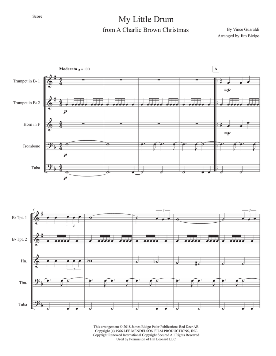 My Little Drum from A CHARLIE BROWN CHRISTMAS Percussion scores gallery preview page 1