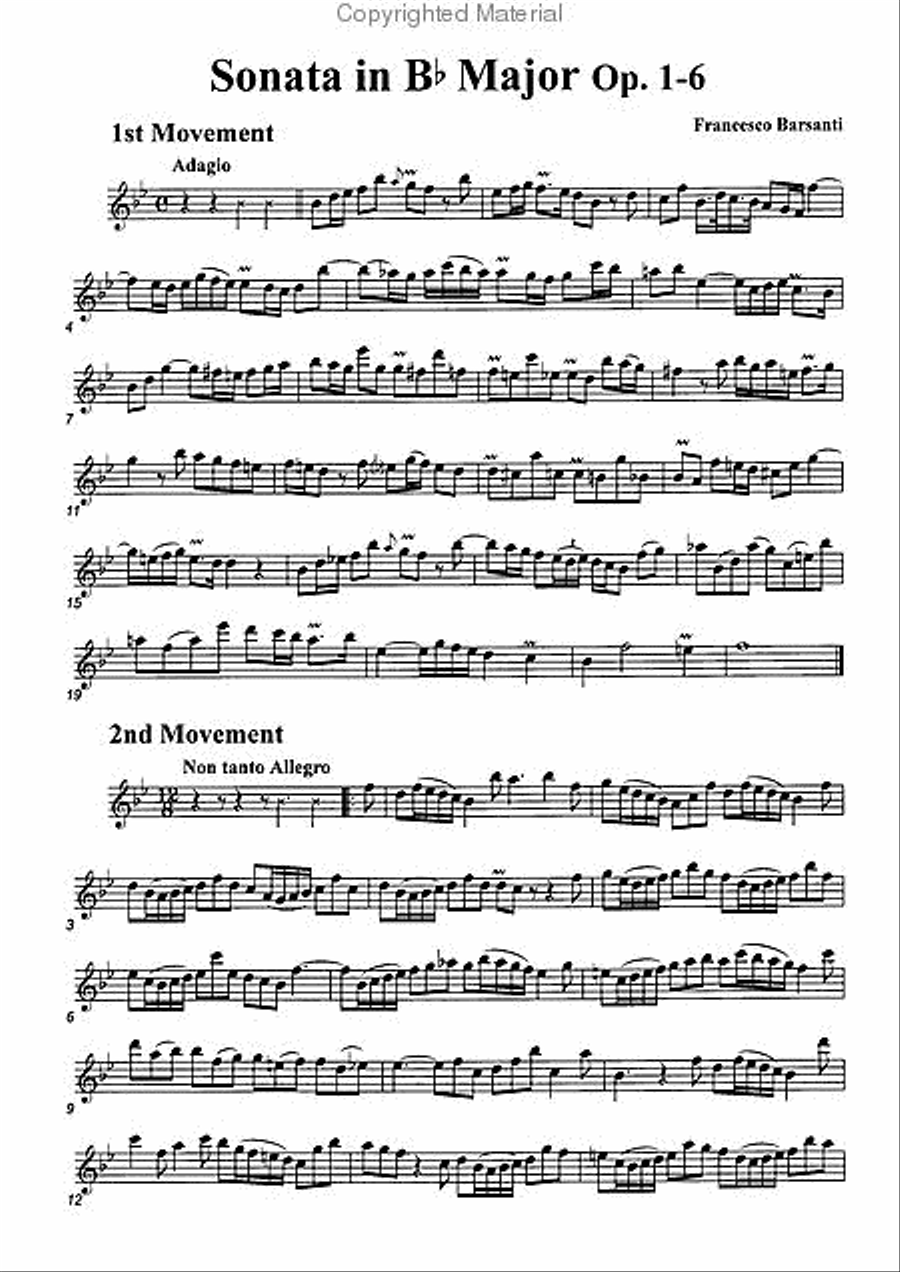 Sonata in B-flat Major, Op. 1-6 Alto Recorder scores gallery preview page 2