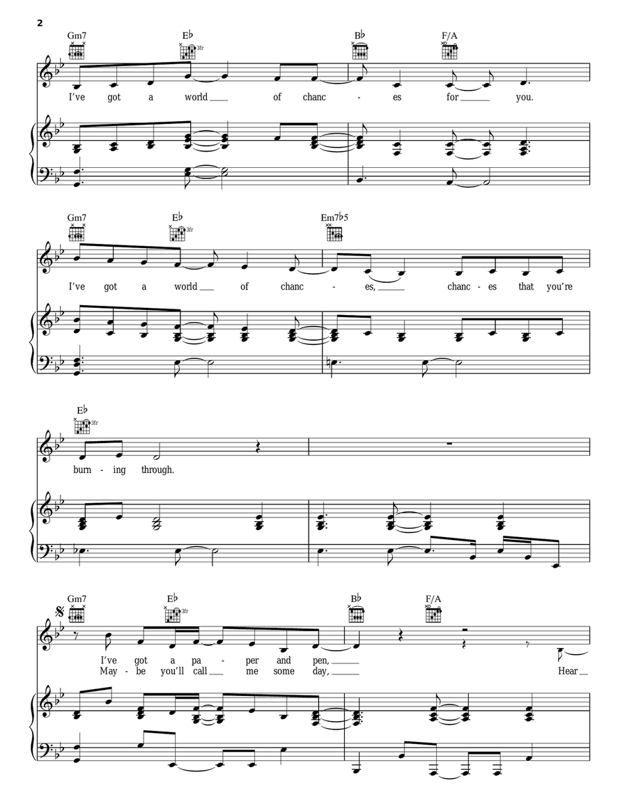 World Of Chances Piano, Vocal, Guitar scores gallery preview page 2