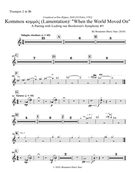 Kommos (Lamentation) / "When the World Moved On" - Trumpet 2 in Bb image number null