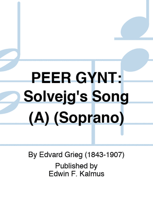 Book cover for PEER GYNT: Solvejg's Song (A) (Soprano)