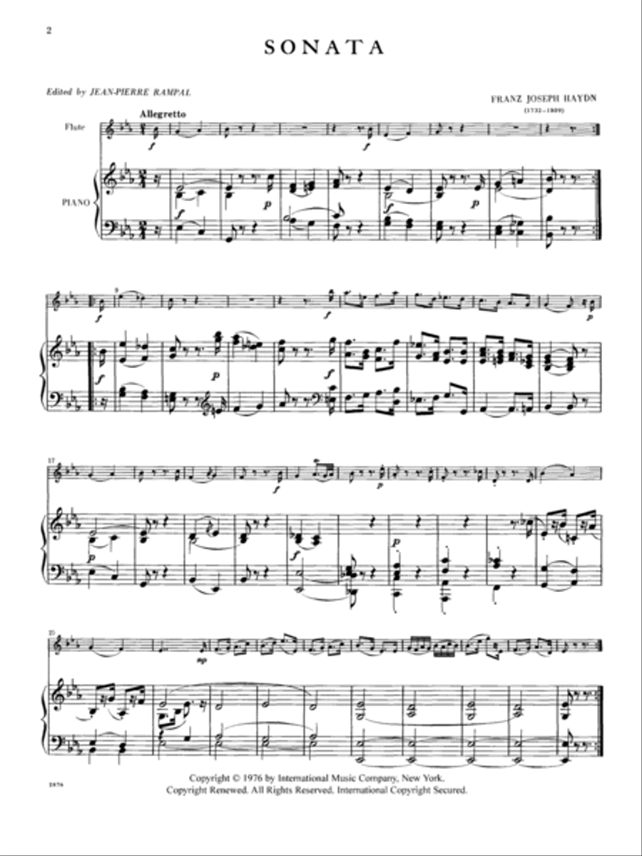 Sonata In E Flat Major Flute Solo scores gallery preview page 2