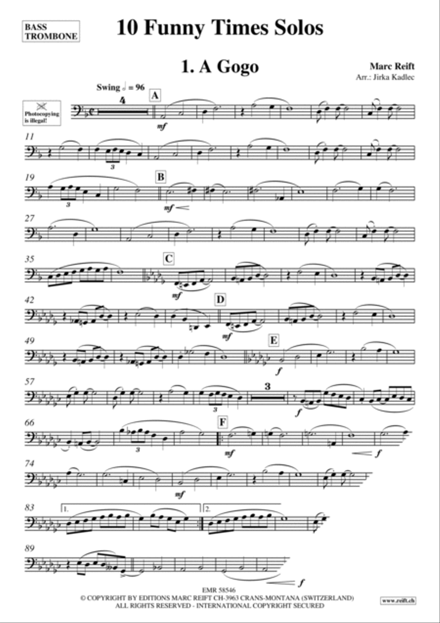 10 Funny Time Solos Bass Trombone scores gallery preview page 3