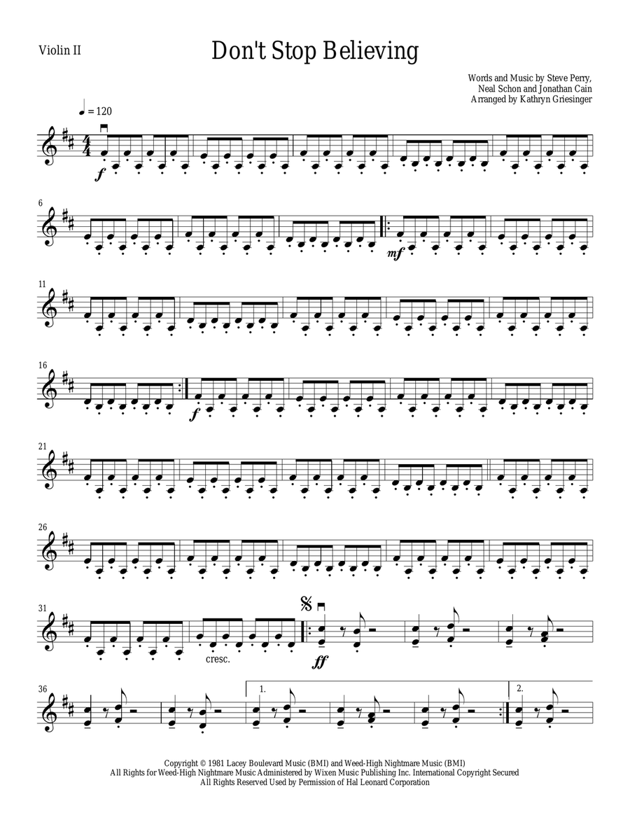 Don't Stop Believin' String Quartet scores gallery preview page 3