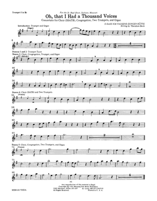 Oh, That I Had a Thousand Voices (Downloadable Trumpet Parts)