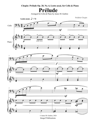 Book cover for Chopin: Prelude Op. 28 No. 6 for Cello & Piano