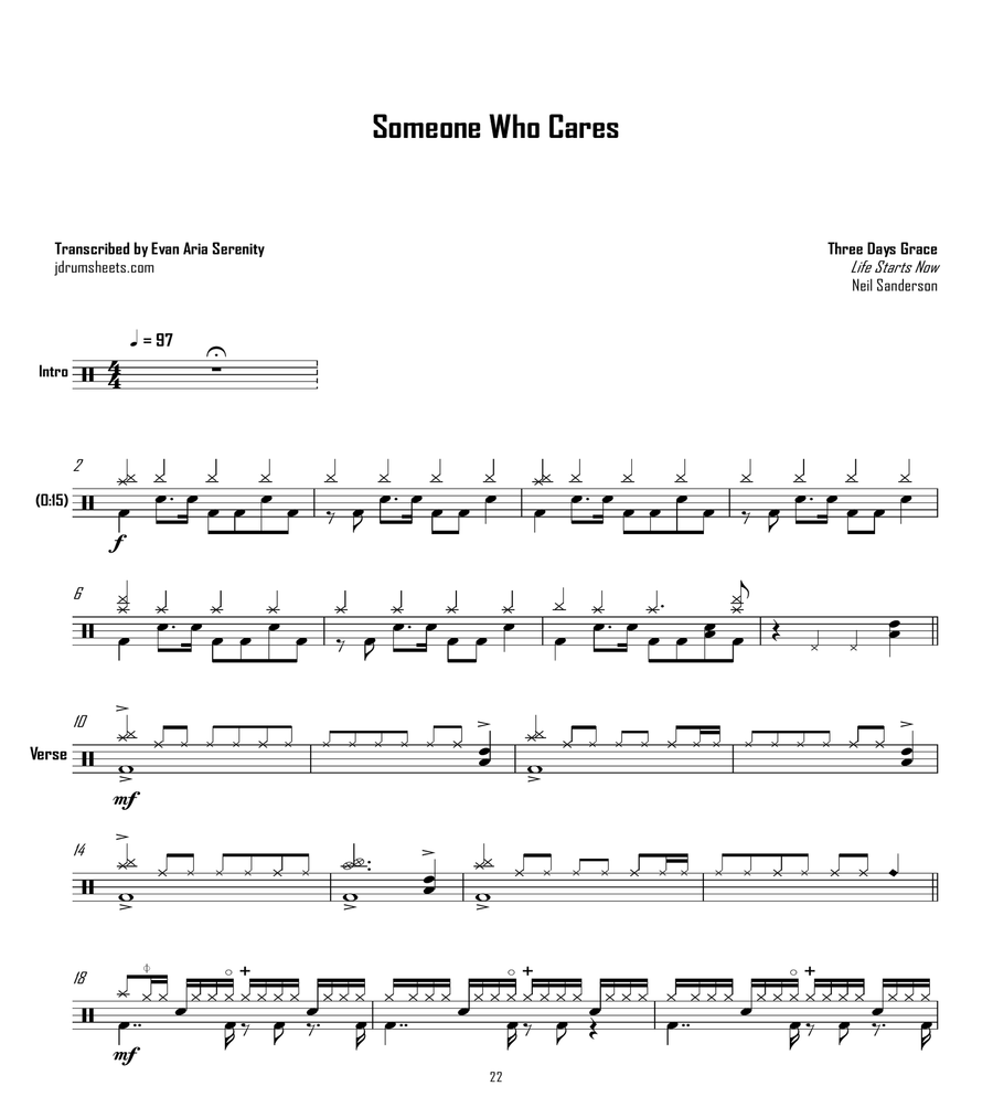 Someone Who Cares Someone Who Cares Drum Set scores gallery preview page 1