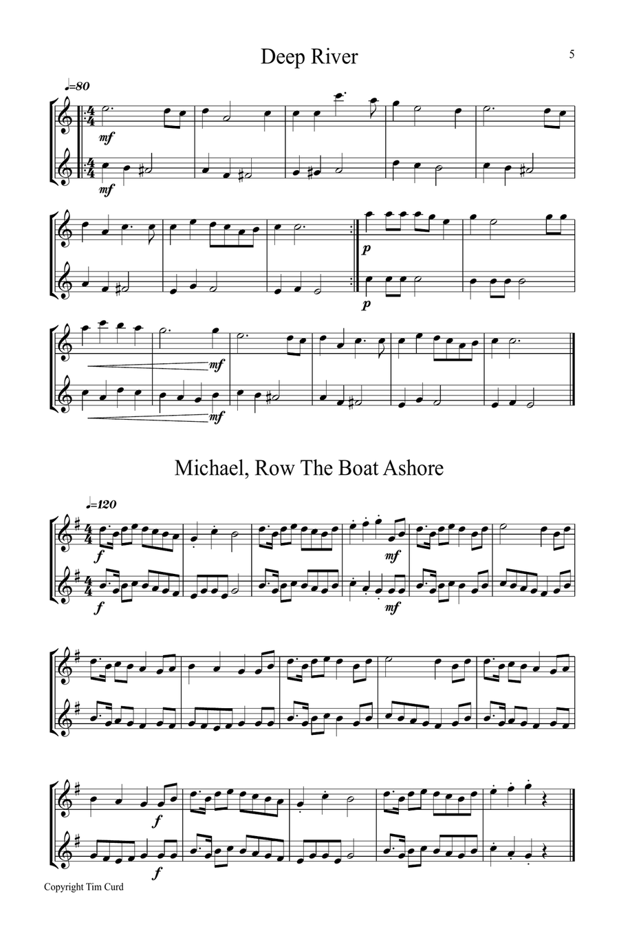 9 Spirituals, Duets For Flute Flute Duet scores gallery preview page 5