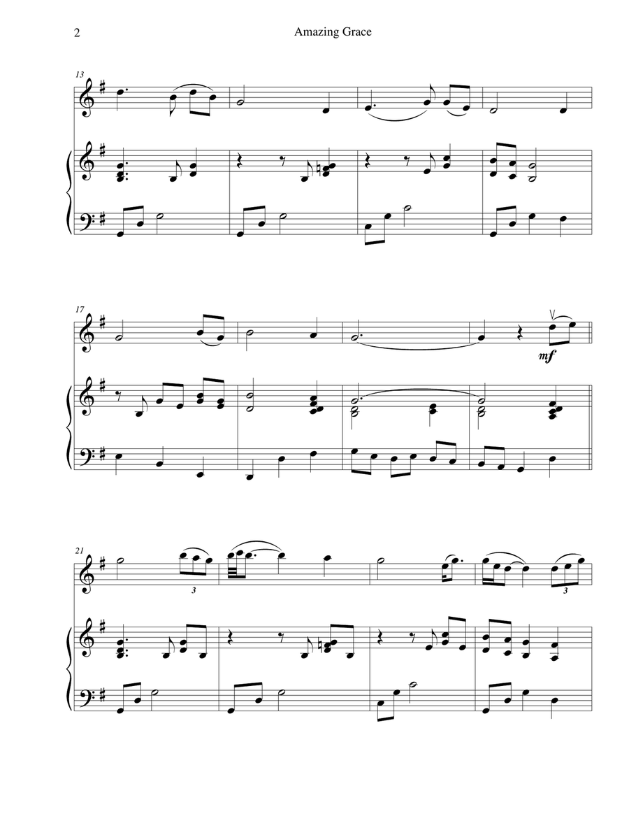 Amazing Grace - for violin and piano Violin Solo scores gallery preview page 2