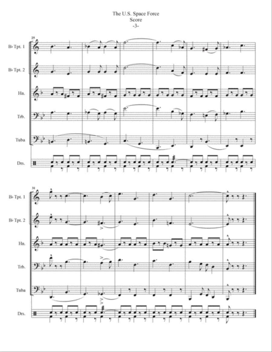 The U. S. Space Force For Brass Quintet Brass Quintet scores gallery preview page 5