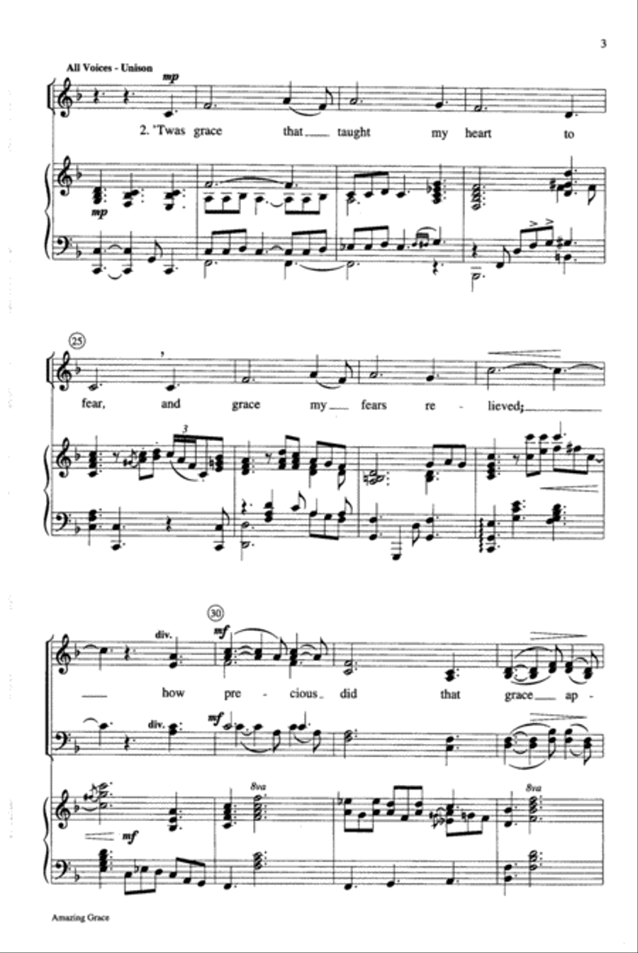 Amazing Grace 4-Part scores gallery preview page 3