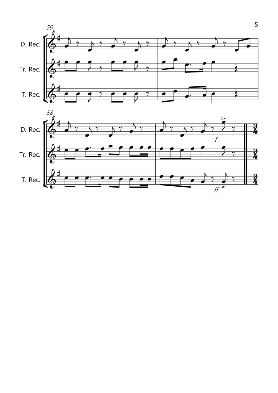 8 Easy Christmas Trios for Recorder Recorder scores gallery preview page 5