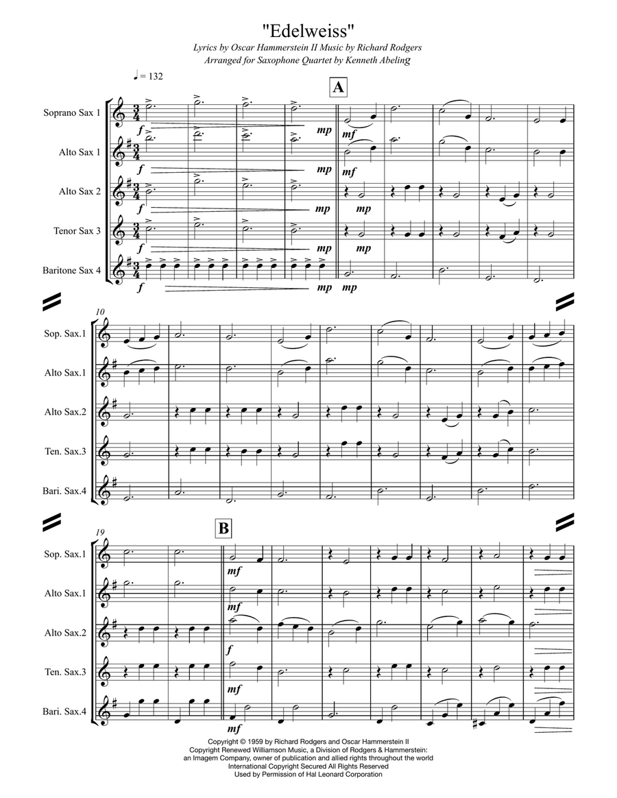 Edelweiss Saxophone Quartet scores gallery preview page 2