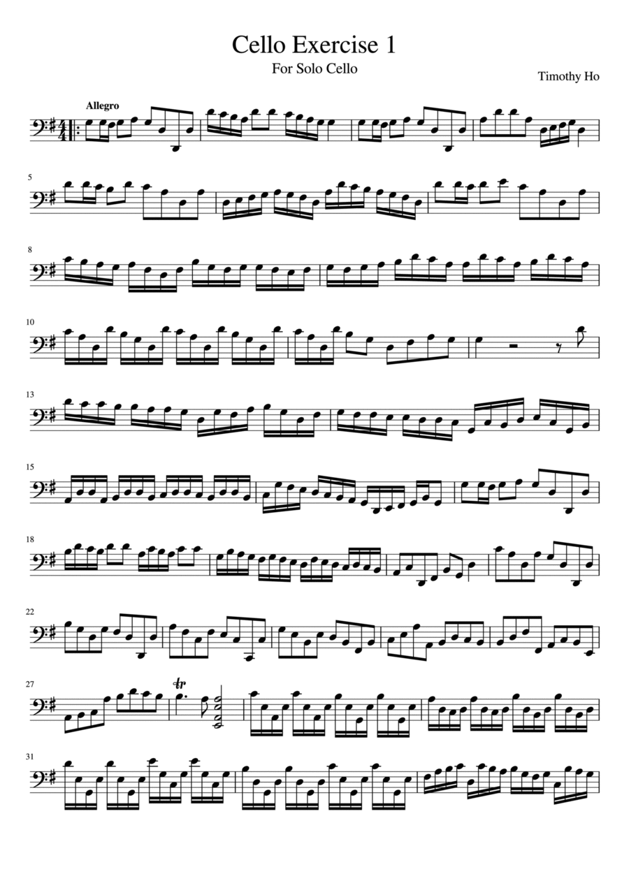 Cello Exercise 1 Cello Exercise 1 Cello Solo scores gallery preview page 1