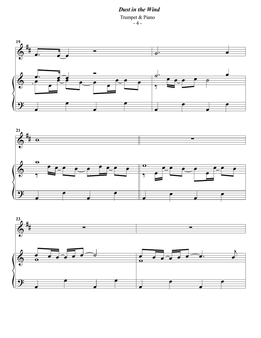 Dust In The Wind B-Flat Trumpet scores gallery preview page 4