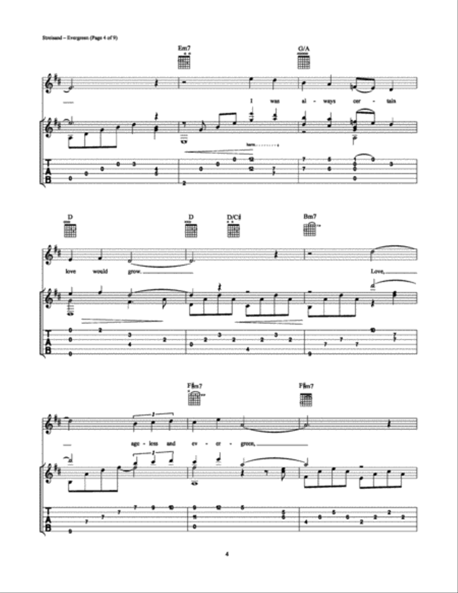 Evergreen Guitar Tablature scores gallery preview page 4