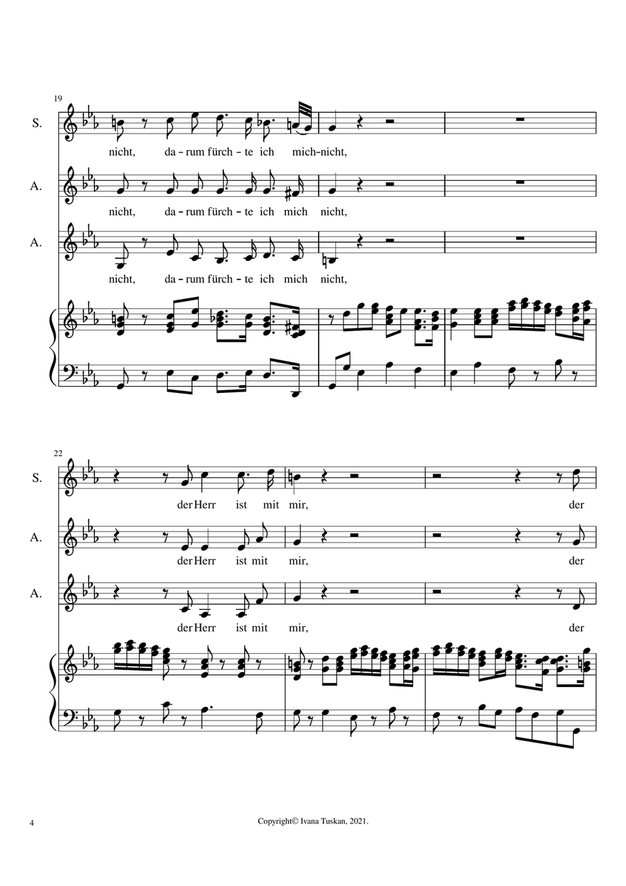 Der Herr ist mit mir, Cantata BuxWv 15, for SAA and keyboard instrument SSA scores gallery preview page 4
