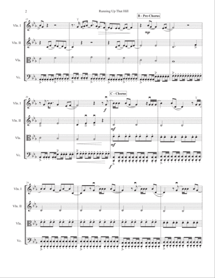 Running Up That Hill (a Deal With God) 2012 Remix String Quartet scores gallery preview page 2