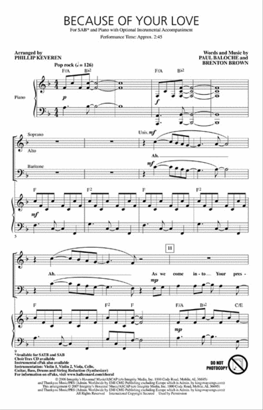 Because of Your Love Because of Your Love 3-Part scores gallery preview page 2