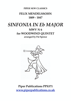 Book cover for MENDELSSOHN: SINFONIA IN Eb MAJOR FOR WOODWIND QUINTET