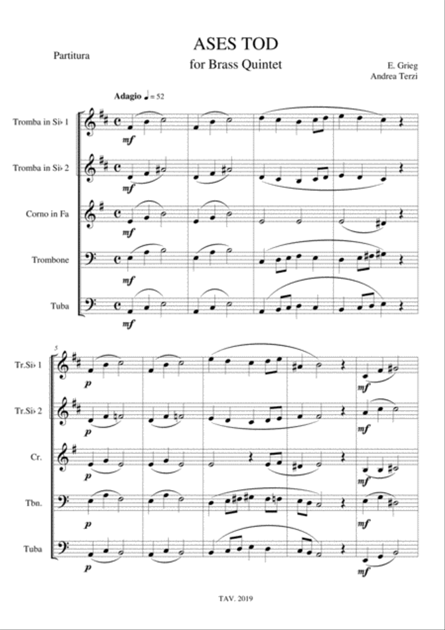 Ases Tod - for Brass Quintet Brass Quintet scores gallery preview page 1