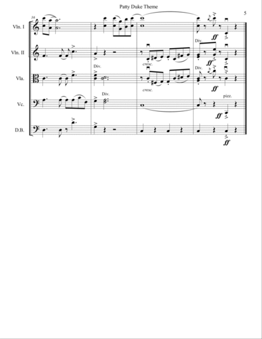 Patty Duke Theme String Orchestra scores gallery preview page 6