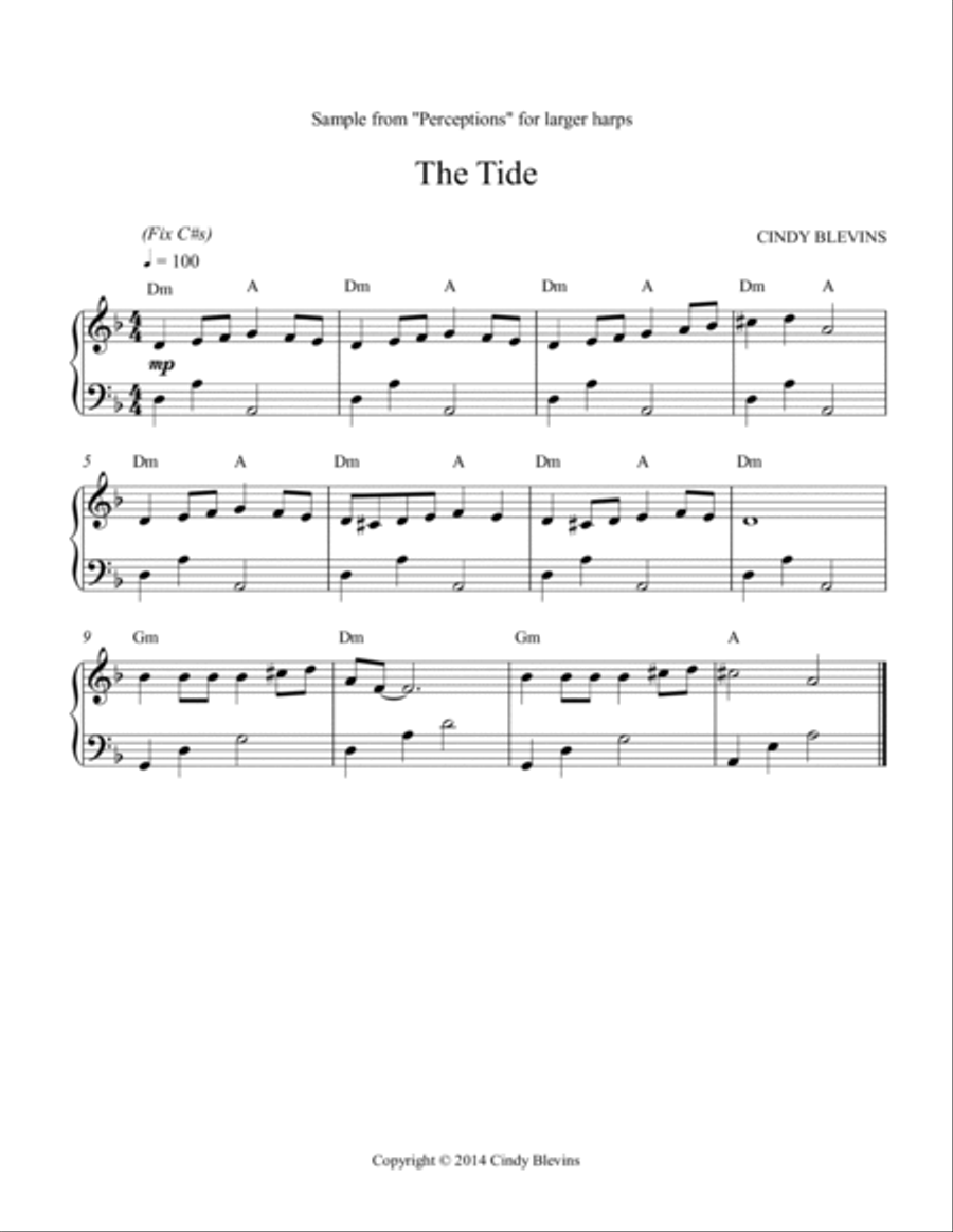 Perceptions, 14 original harp solos based upon modal and exotic scales, for Lever or Pedal Harp image number null