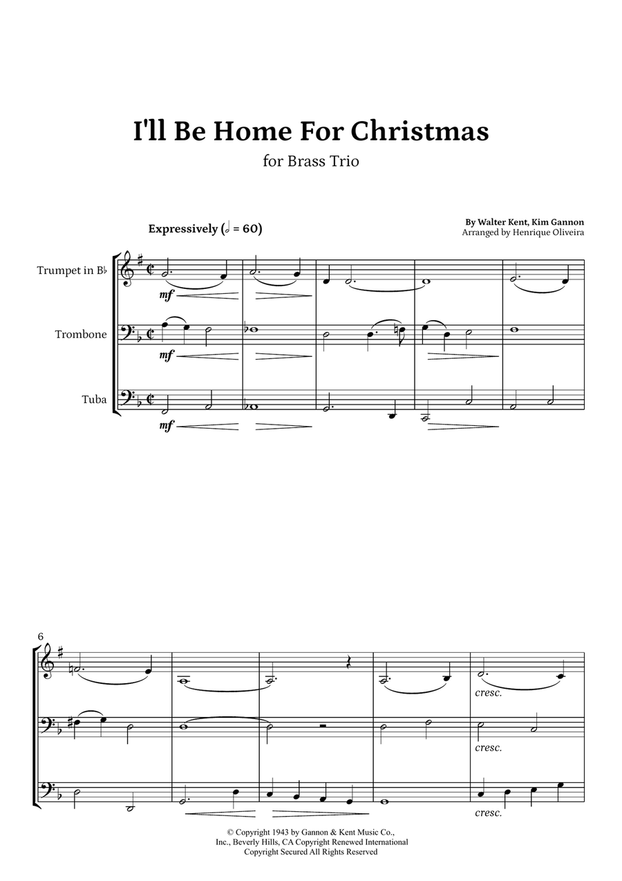 I'll Be Home For Christmas Brass Ensemble scores gallery preview page 1