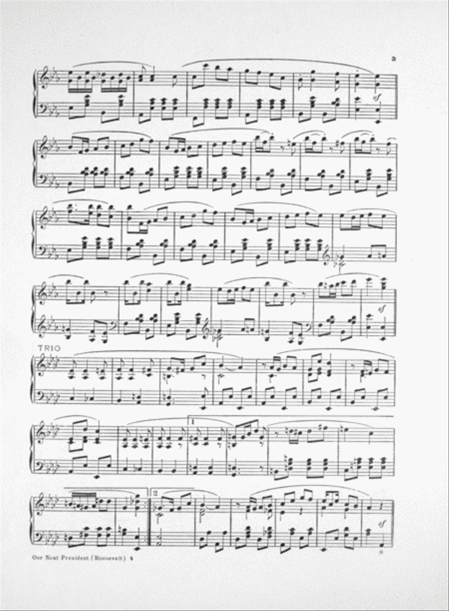 Our Next President (Roosevelt). March & Two Step Piano Solo scores gallery preview page 3