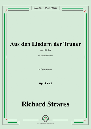 Book cover for Richard Strauss-Aus den Liedern der Trauer,in f sharp minor
