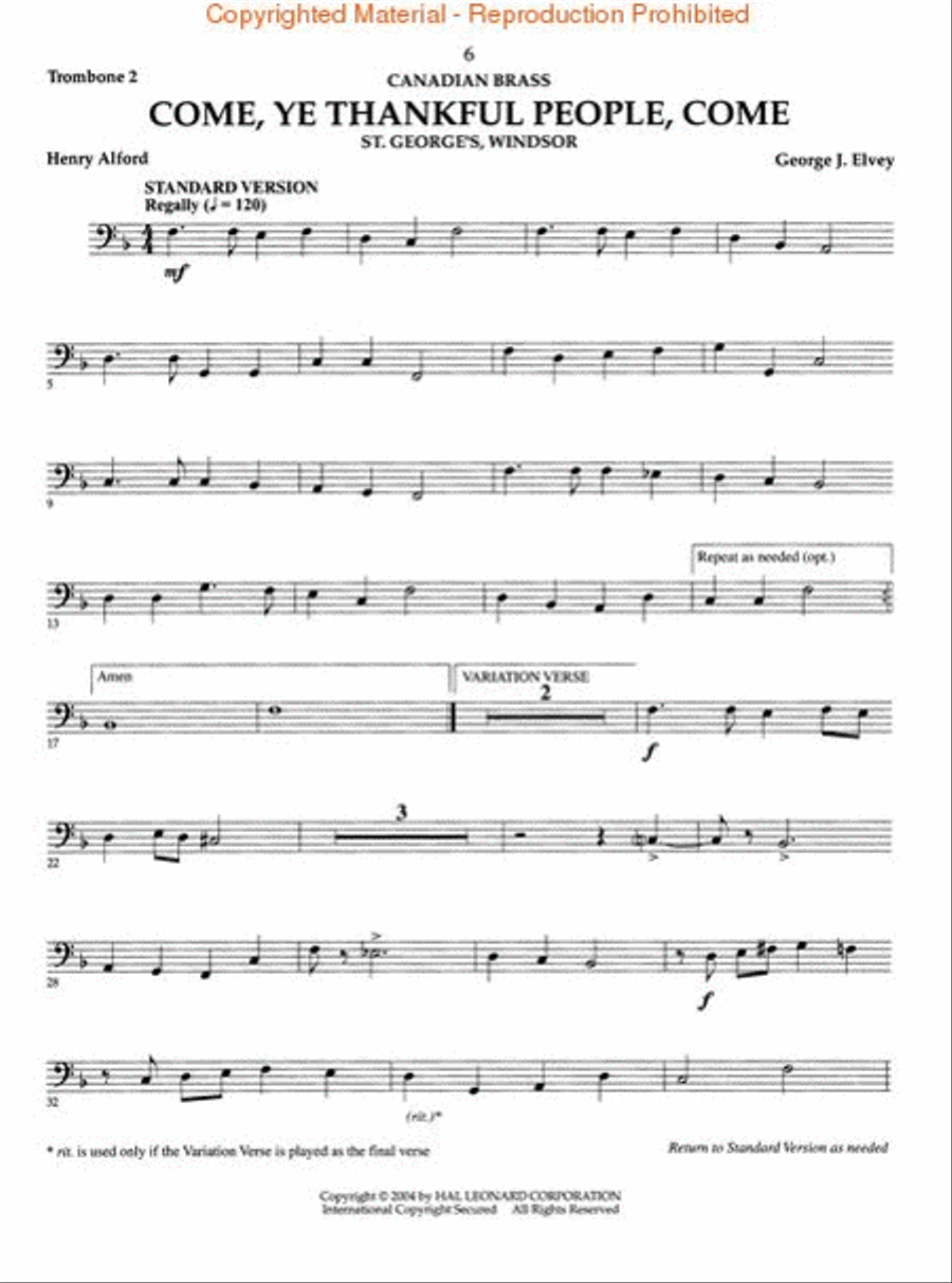 The Canadian Brass – 15 Favorite Hymns – Trombone 2 Brass Quintet scores gallery preview page 4