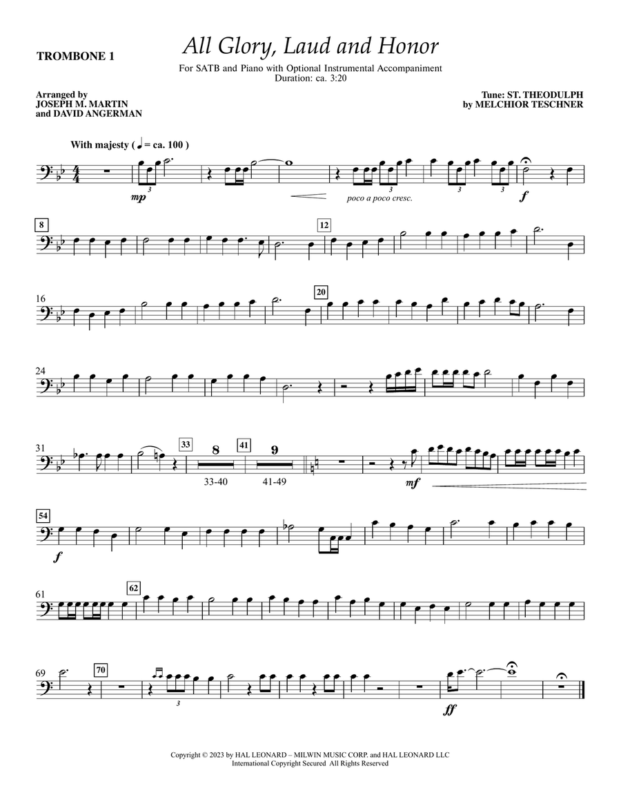 All Glory, Laud and Honor - Trombone I
