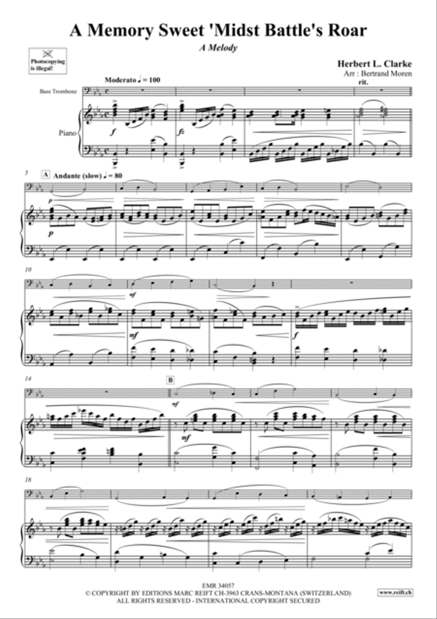 A Memory Sweet 'Midst Battle's Roar Trombone scores gallery preview page 3